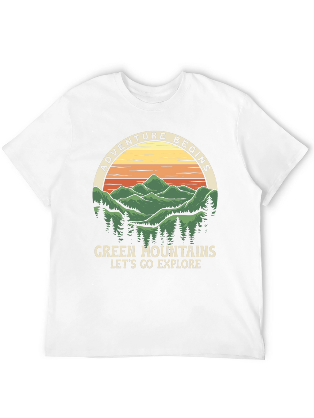 Adventure Begins Green Mountains Graphic Tee