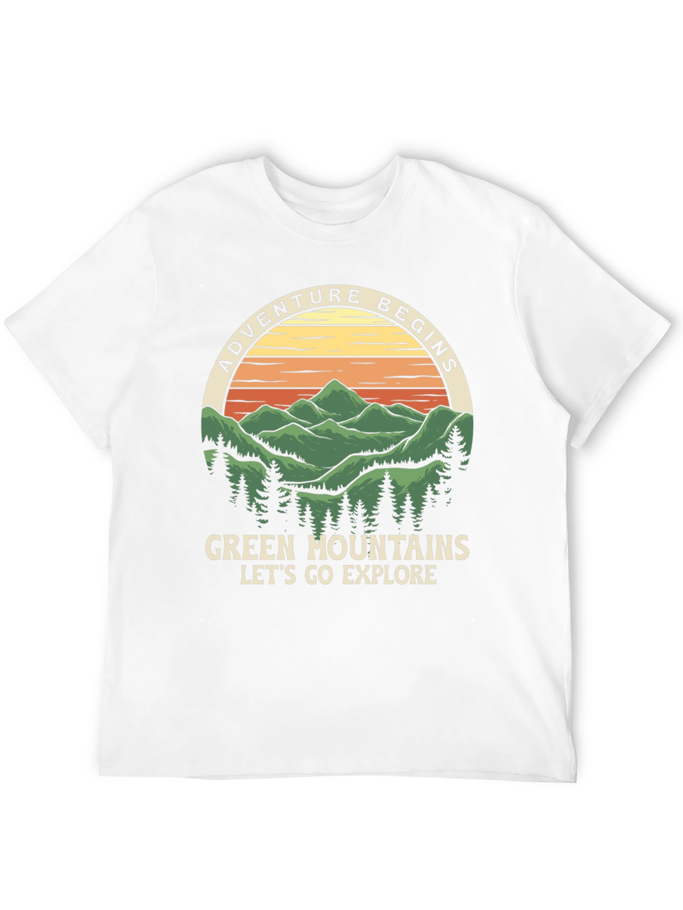 Adventure Begins Green Mountains Graphic Tee