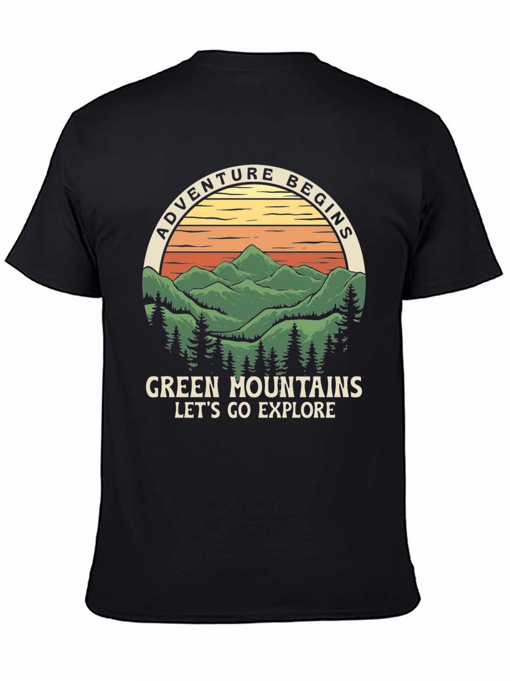 Adventure Begins Green Mountains Graphic Tee
