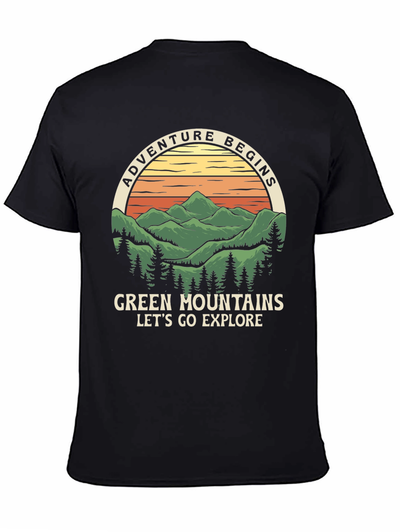 Adventure Begins Green Mountains Graphic Tee
