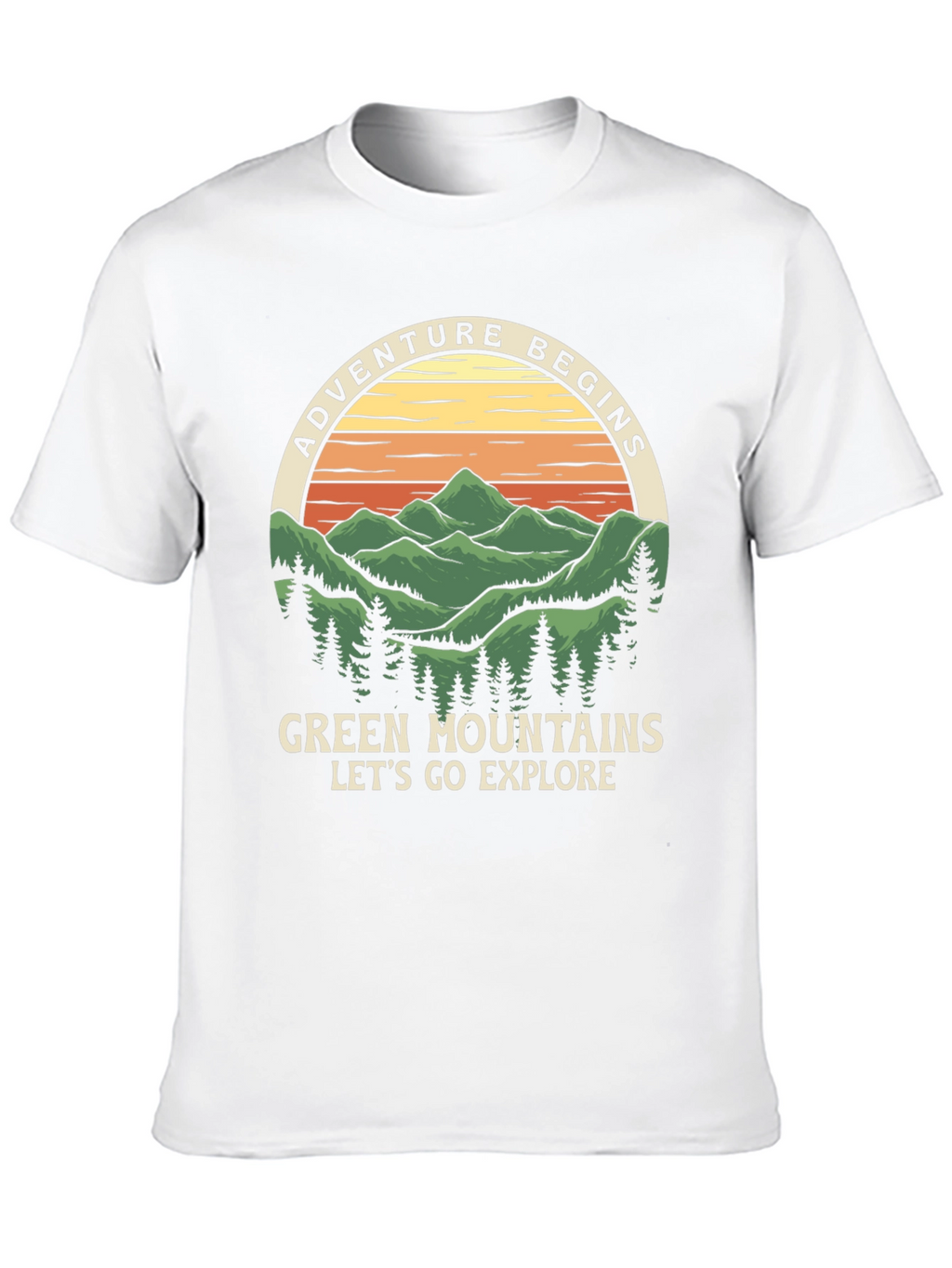 Adventure Begins Green Mountains Graphic Tee