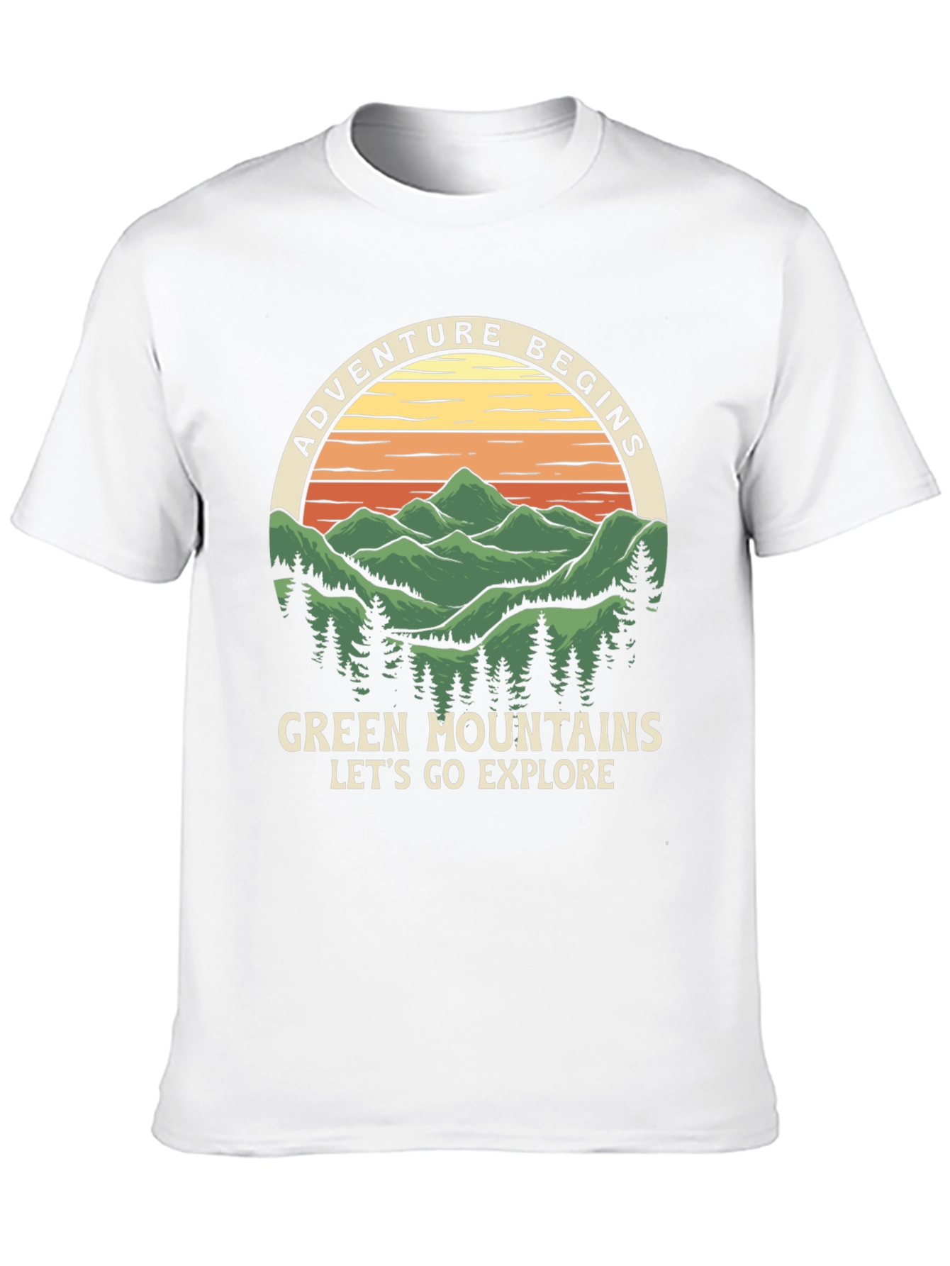 Adventure Begins Green Mountains Graphic Tee