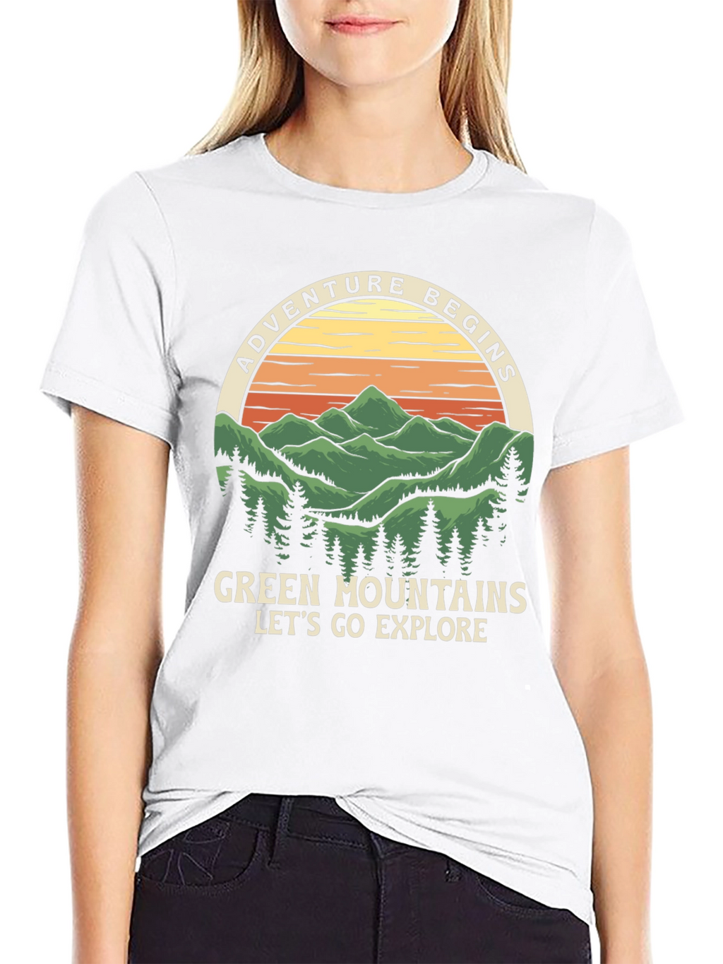 Adventure Begins Green Mountains Graphic Tee