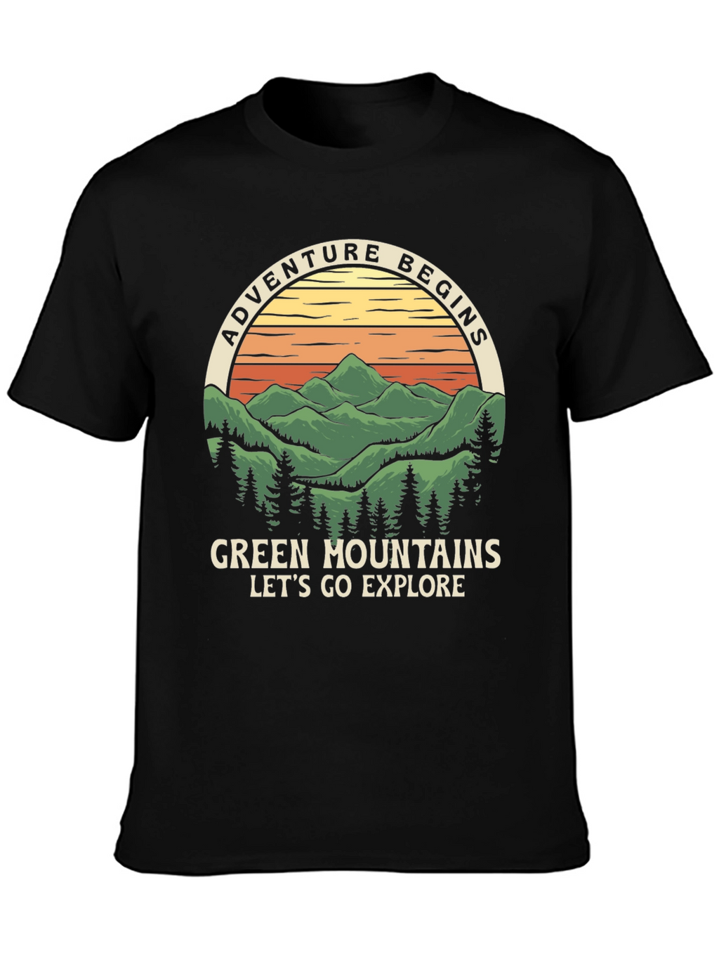 Adventure Begins Green Mountains Graphic Tee