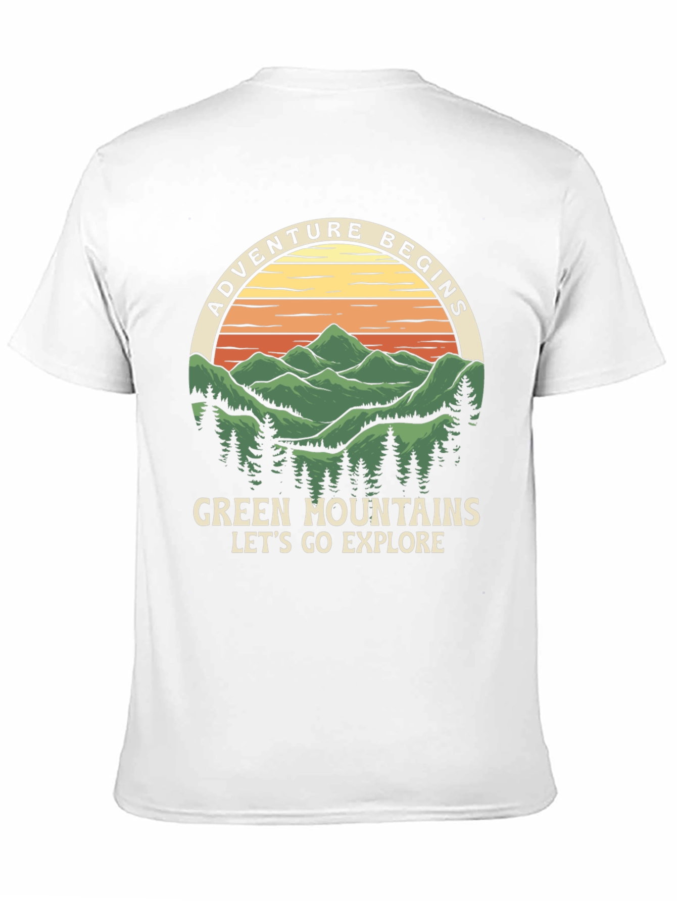 Adventure Begins Green Mountains Graphic Tee