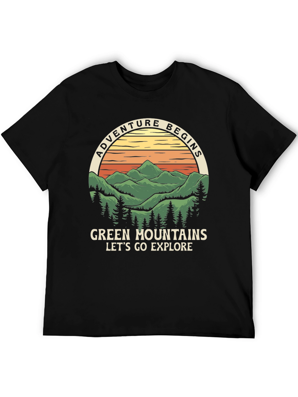 Adventure Begins Green Mountains Graphic Tee