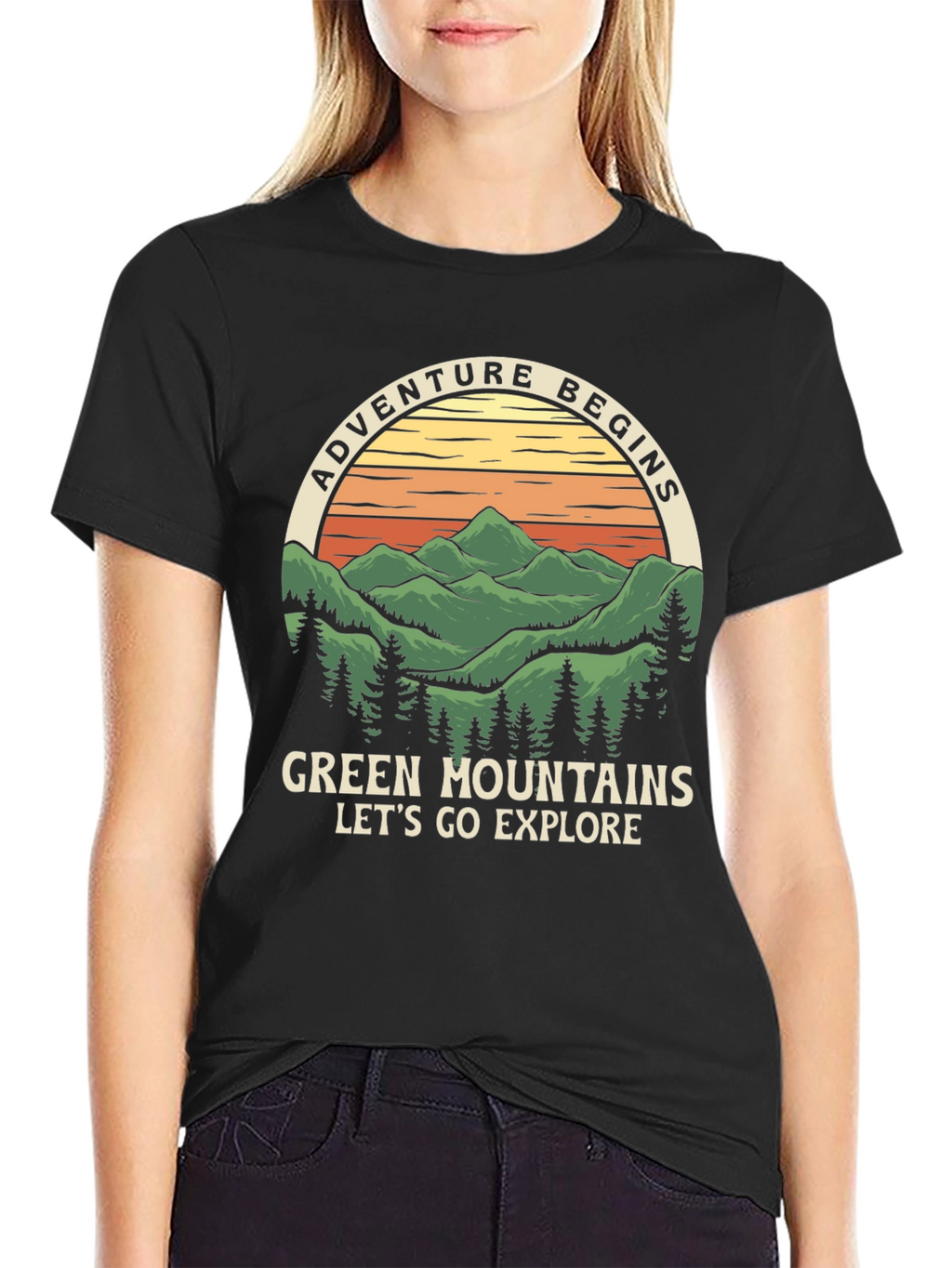 Adventure Begins Green Mountains Graphic Tee