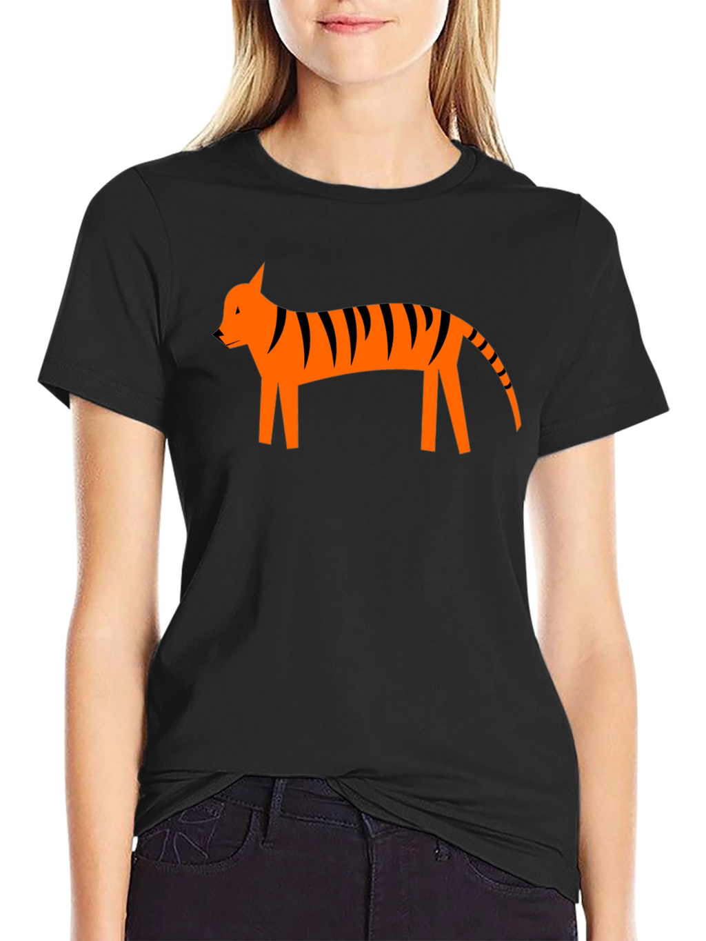 Modern Tiger Graphic Tee - Black Cotton Casual Shirt