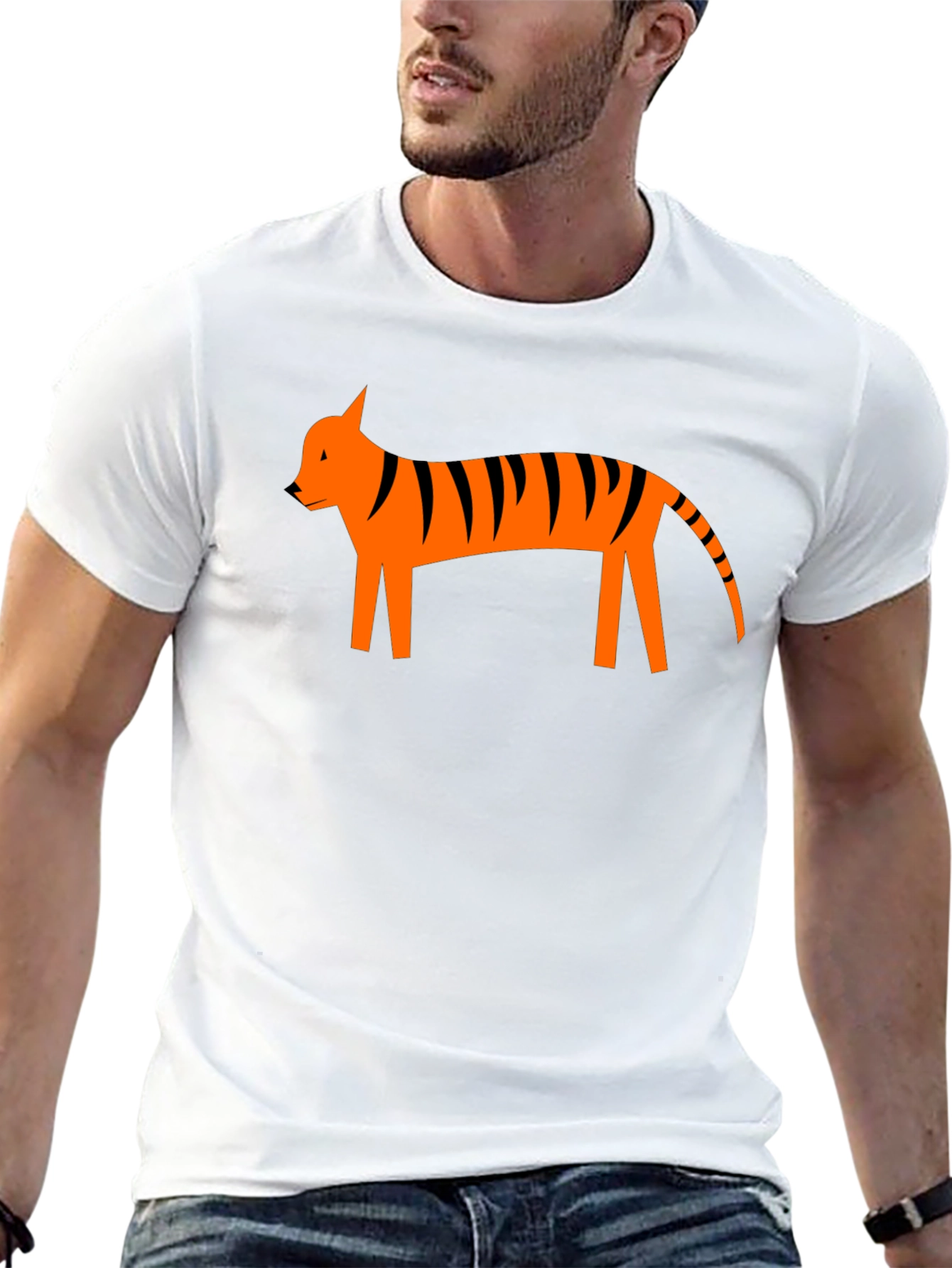 Modern Tiger Graphic Tee - Black Cotton Casual Shirt
