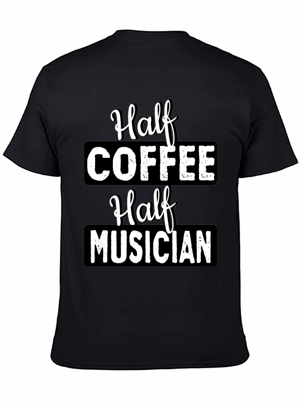 Half Coffee Half Musician Black Graphic T-Shirt