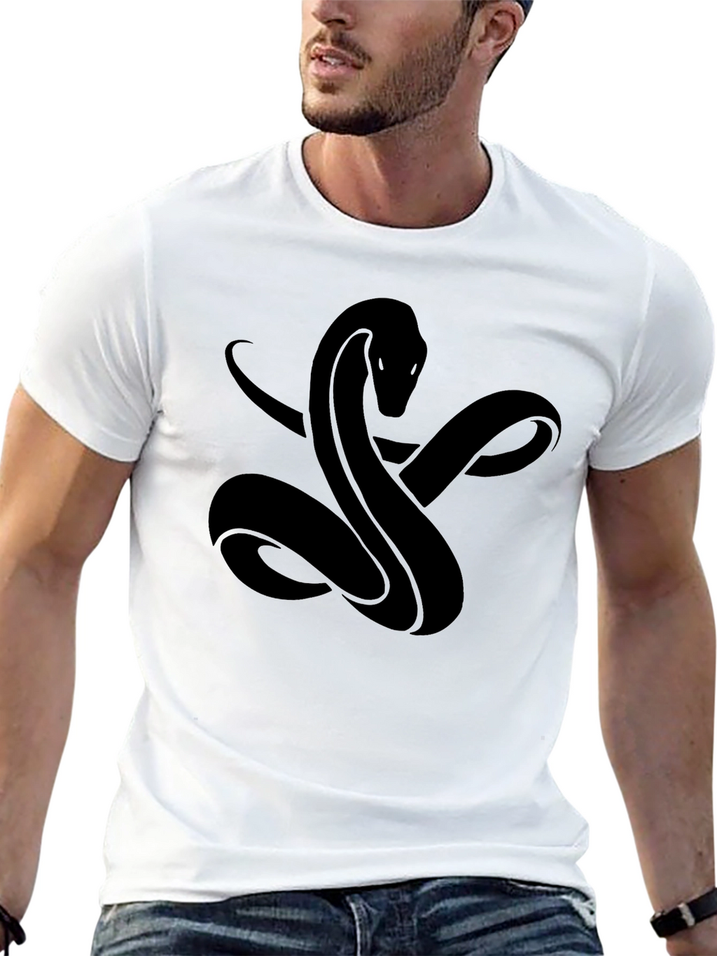Black Snake Graphic Tee - Stylish Mens T-Shirt