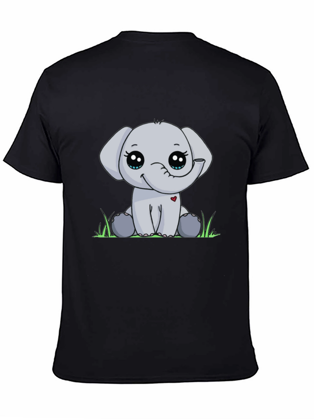 Cute Elephant Graphic Tee - Black Cotton Blend