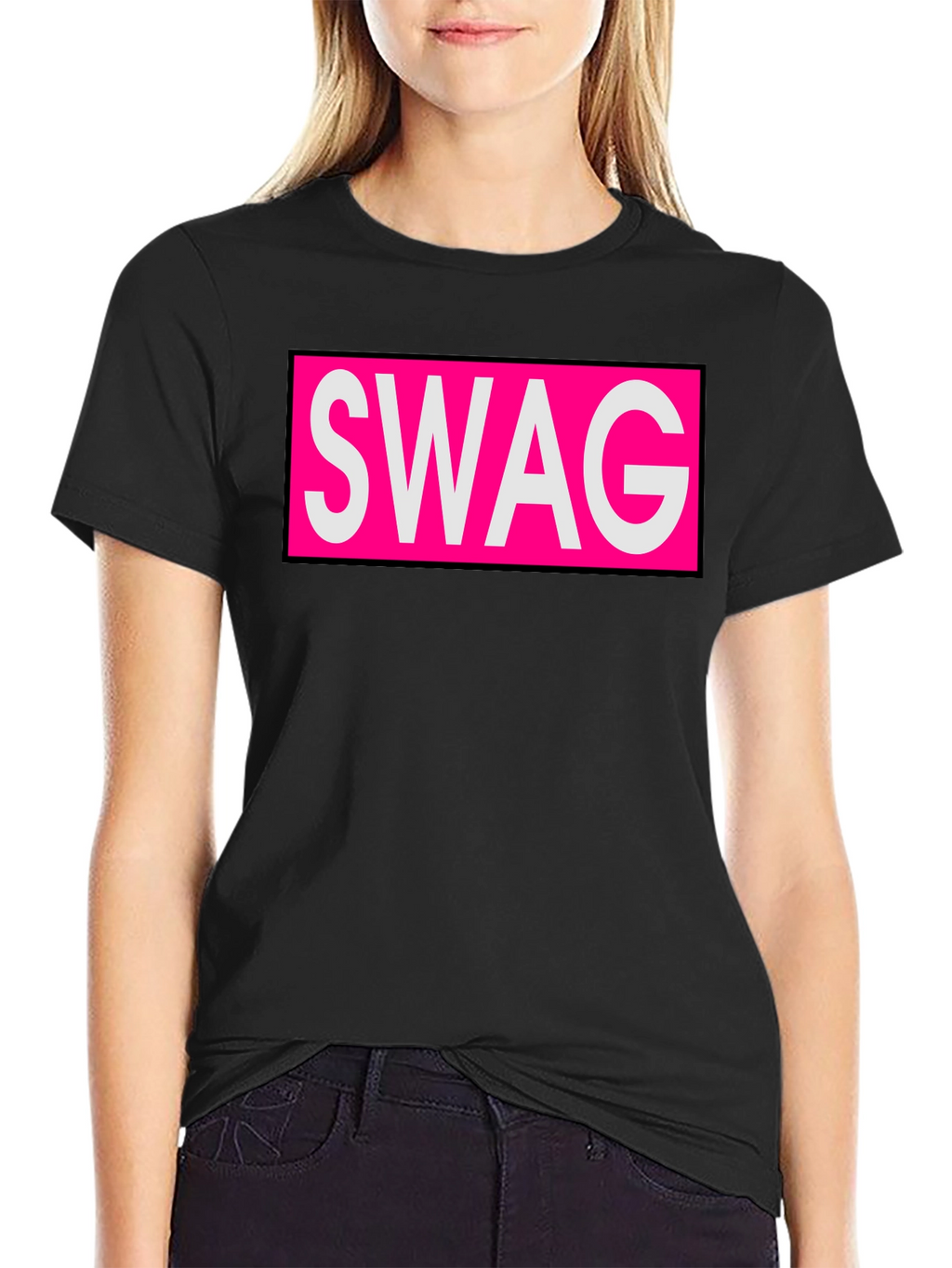 Mens Black T-Shirt with SWAG Graphic Print