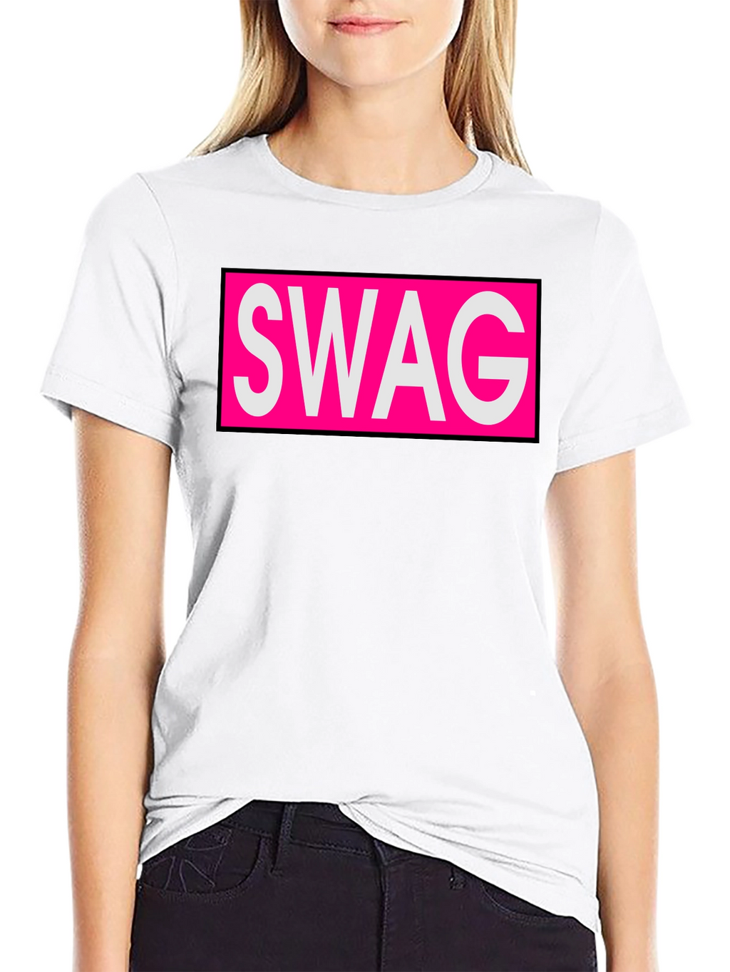 Mens Black T-Shirt with SWAG Graphic Print