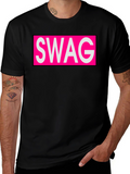Mens Black T-Shirt with SWAG Graphic Print
