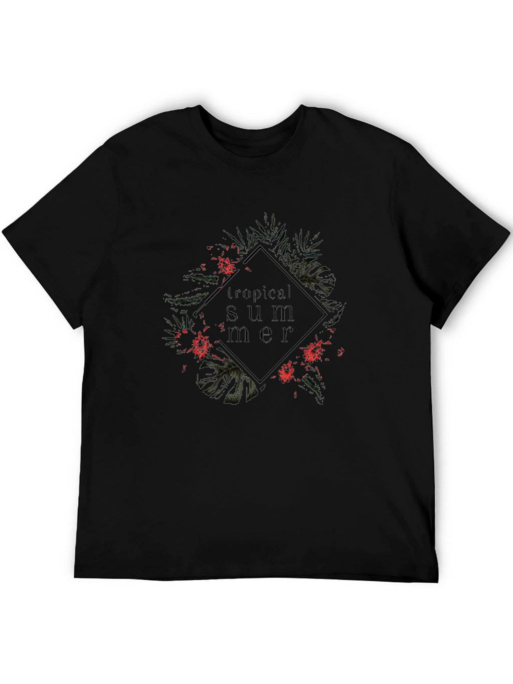 Tropical Summer Black T-Shirt