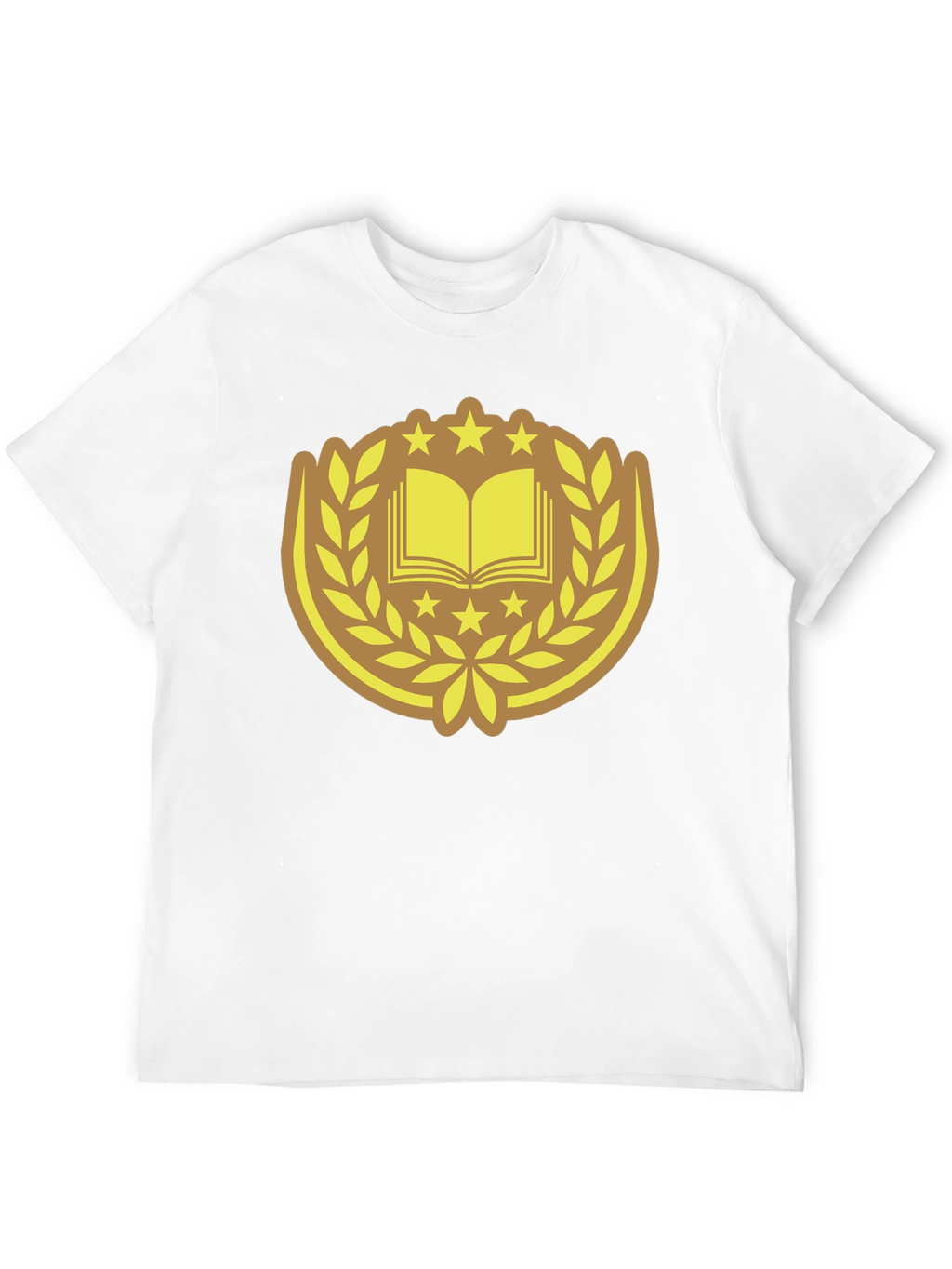 Black T-Shirt with Book & Laurel Design