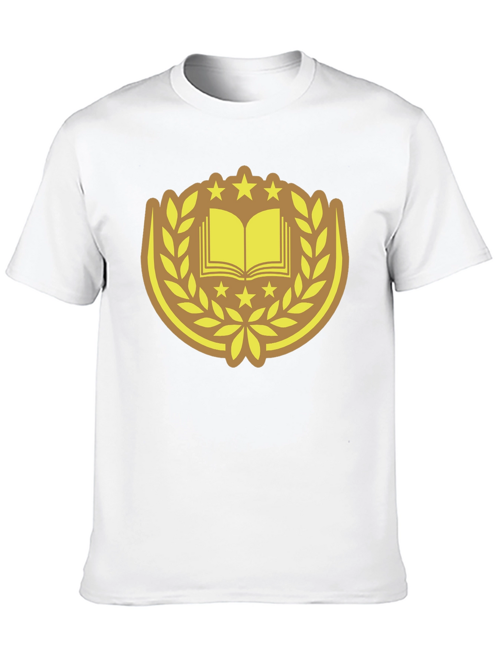 Black T-Shirt with Book & Laurel Design