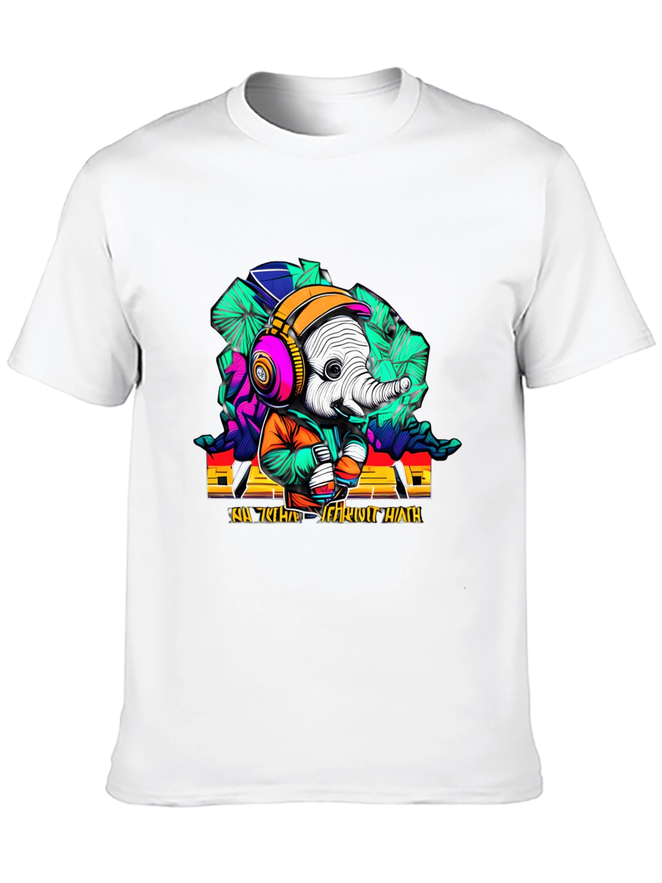 Funky Elephant Graphic T-Shirt - Unique Design