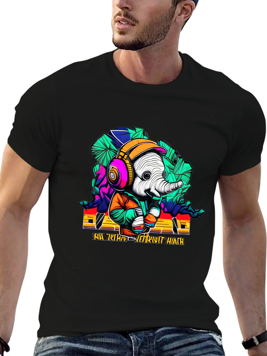 Funky Elephant Graphic T-Shirt - Unique Design