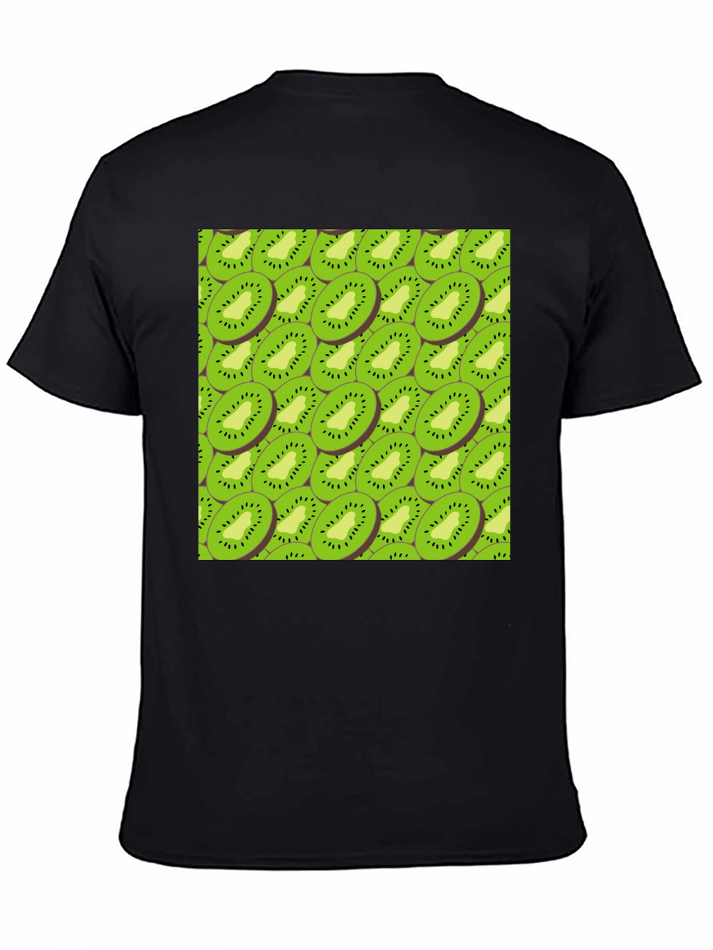 Kiwi Slice Print Black T-Shirt