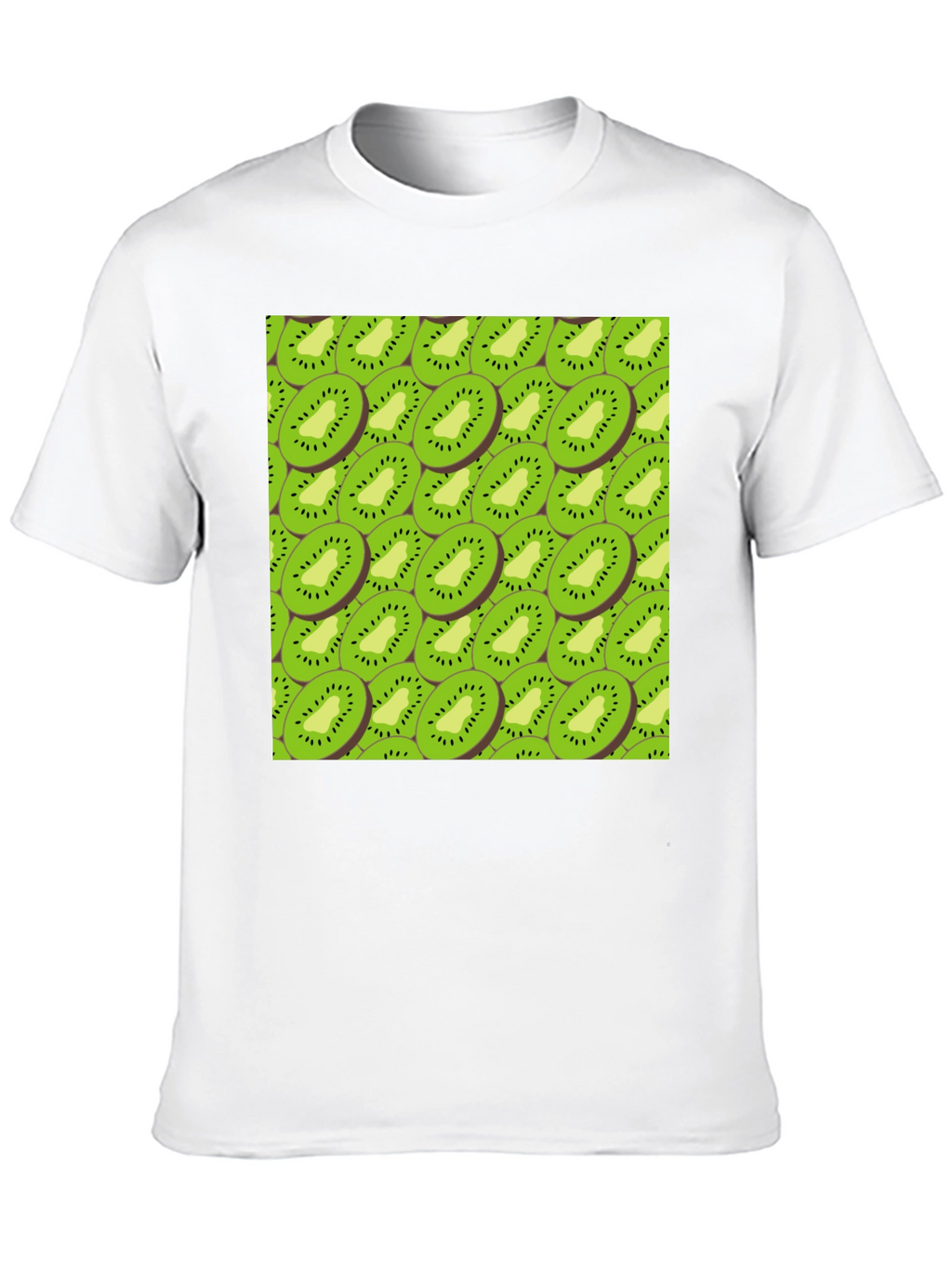 Kiwi Slice Print Black T-Shirt