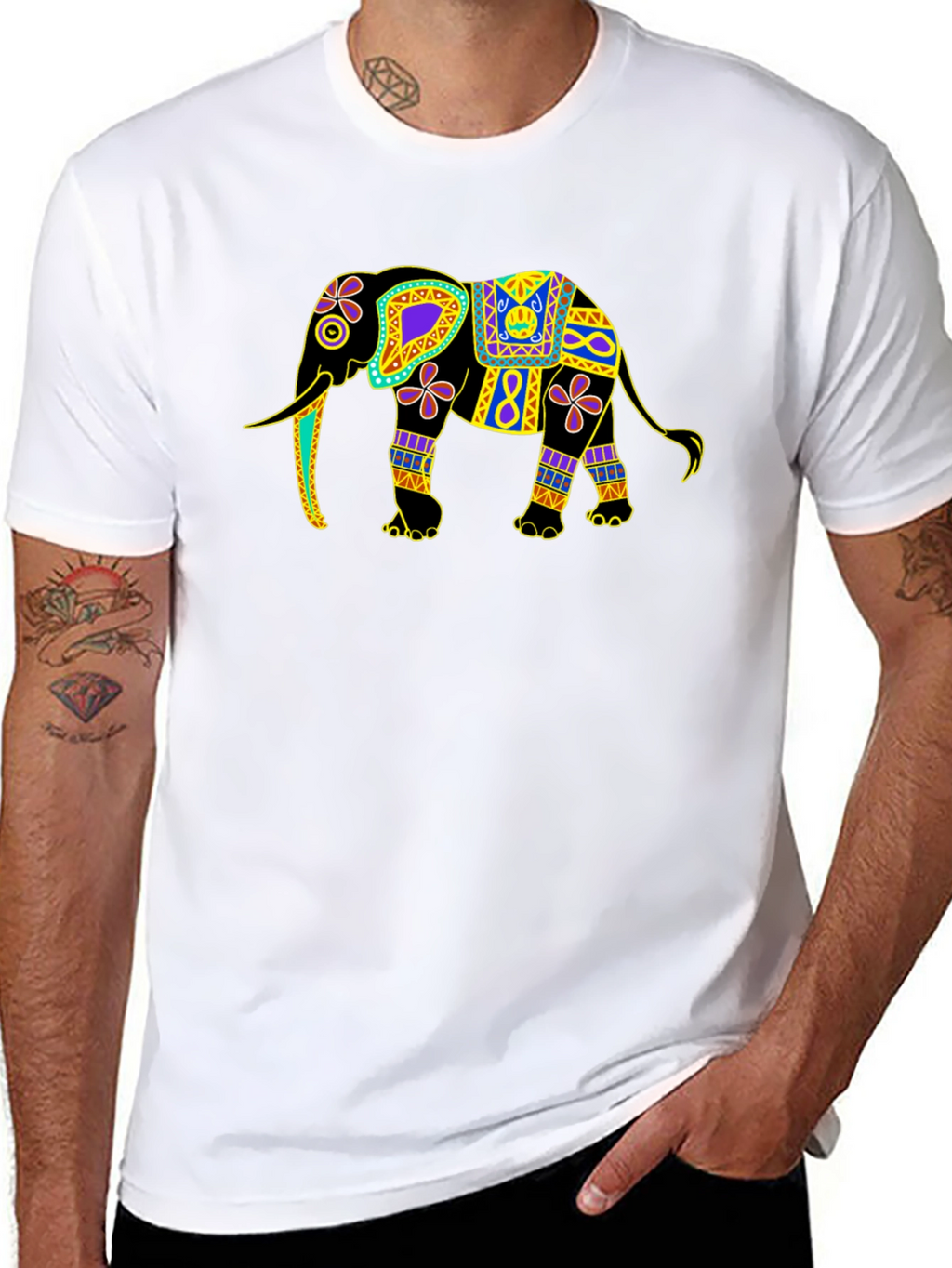 Elephant Graphic Print Black Tee