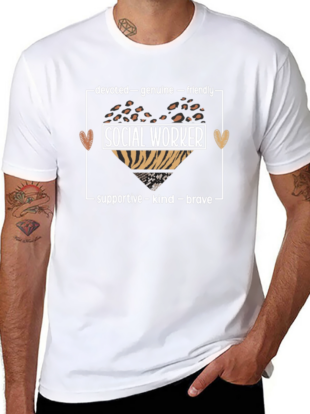 Social Worker Leopard Heart T-Shirt
