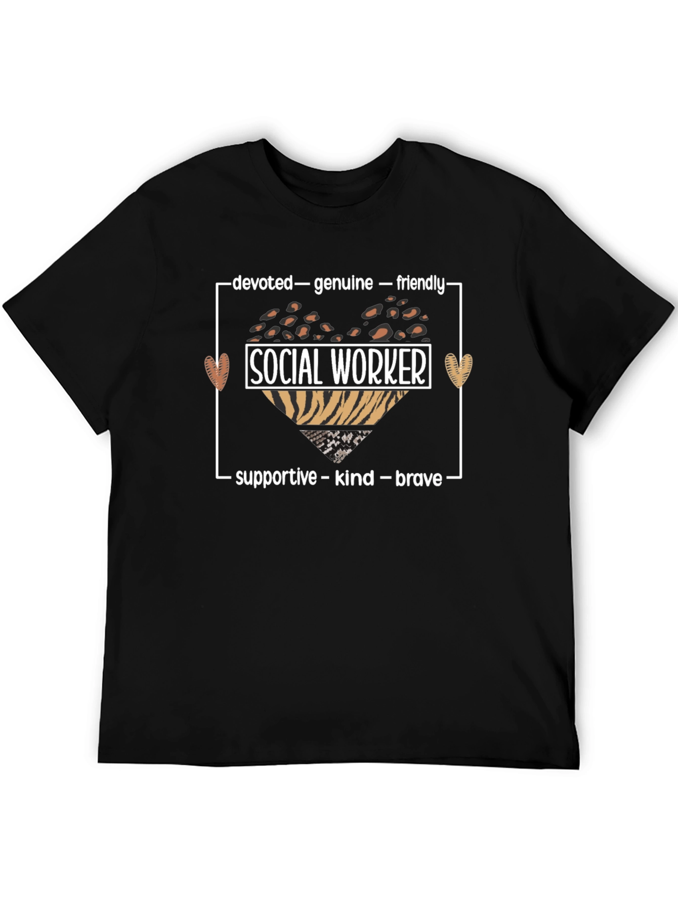 Social Worker Leopard Heart T-Shirt