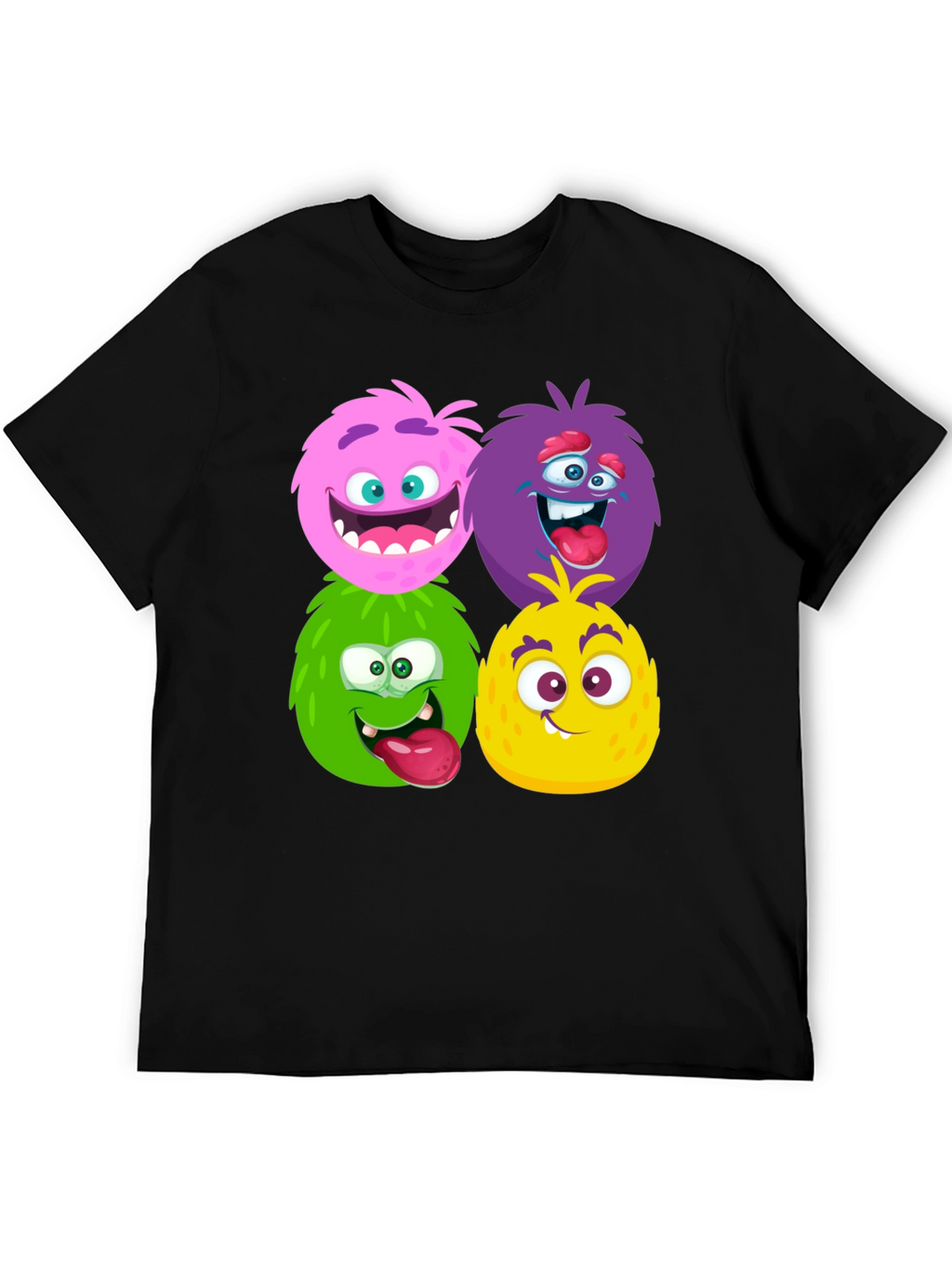 Fun Monster Faces Graphic Black T-Shirt