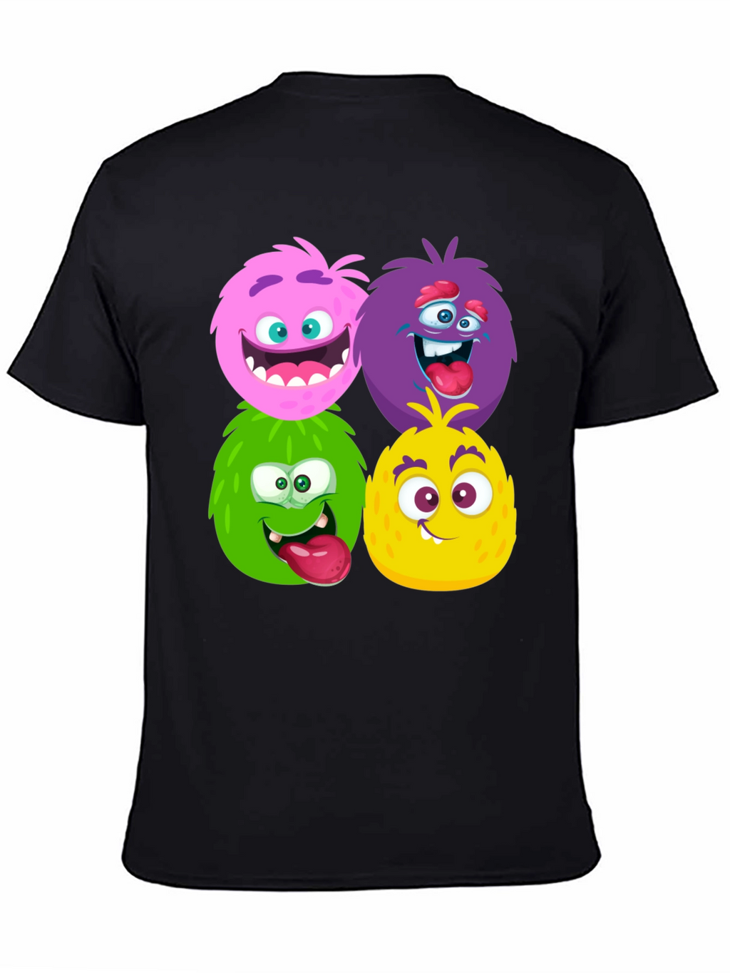 Fun Monster Faces Graphic Black T-Shirt