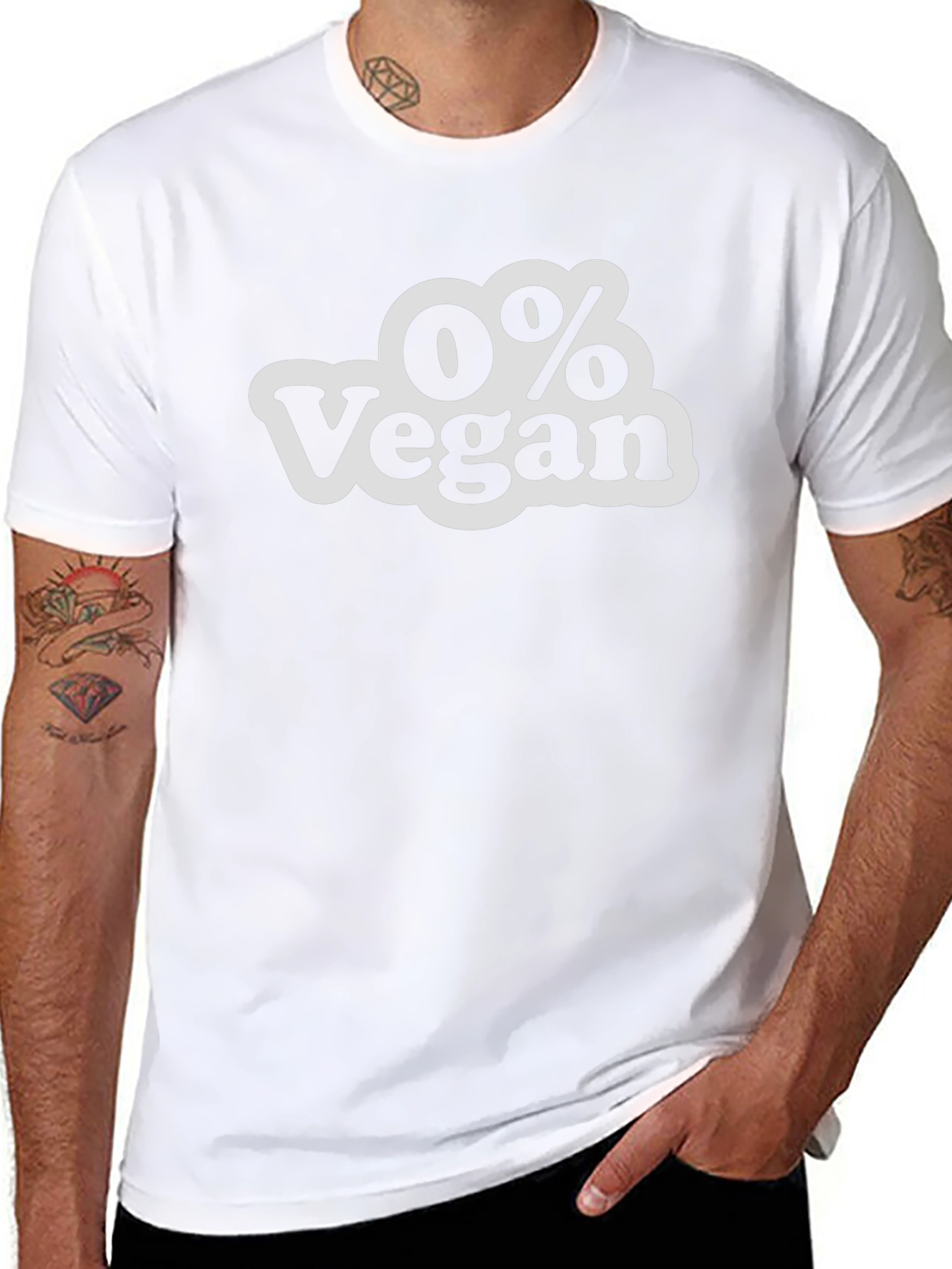 0% Vegan Slogan T-Shirt - Bold Statement Tee