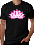 Lotus Flower Graphic Black T-Shirt