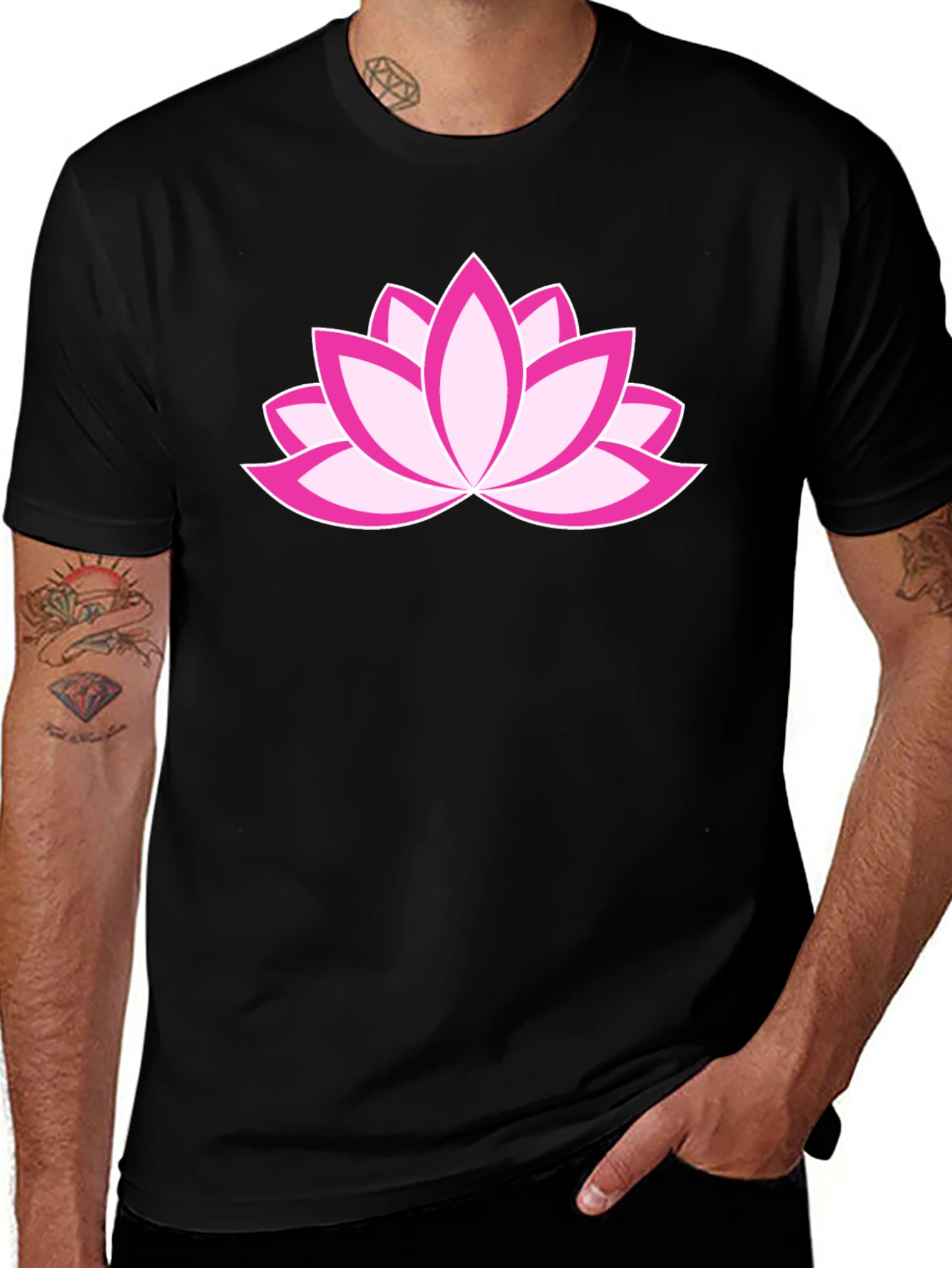 Lotus Flower Graphic Black T-Shirt