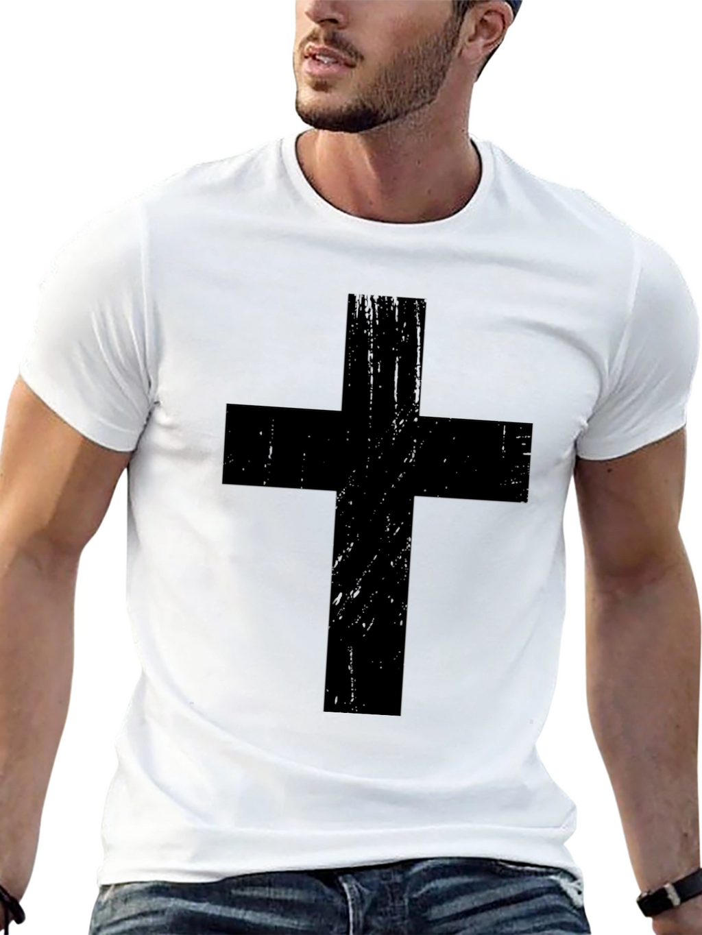 Bold Black Cross Graphic T-Shirt