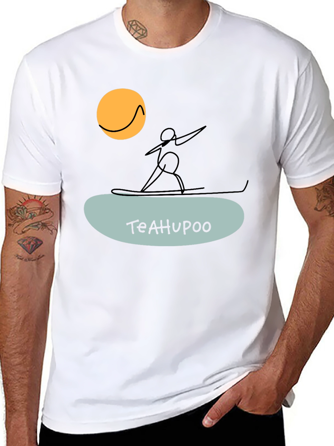 Teahupoo Surfer Graphic Tee - Black