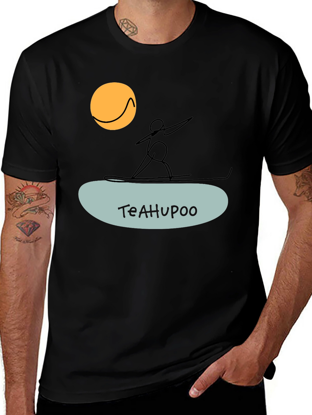 Teahupoo Surfer Graphic Tee - Black
