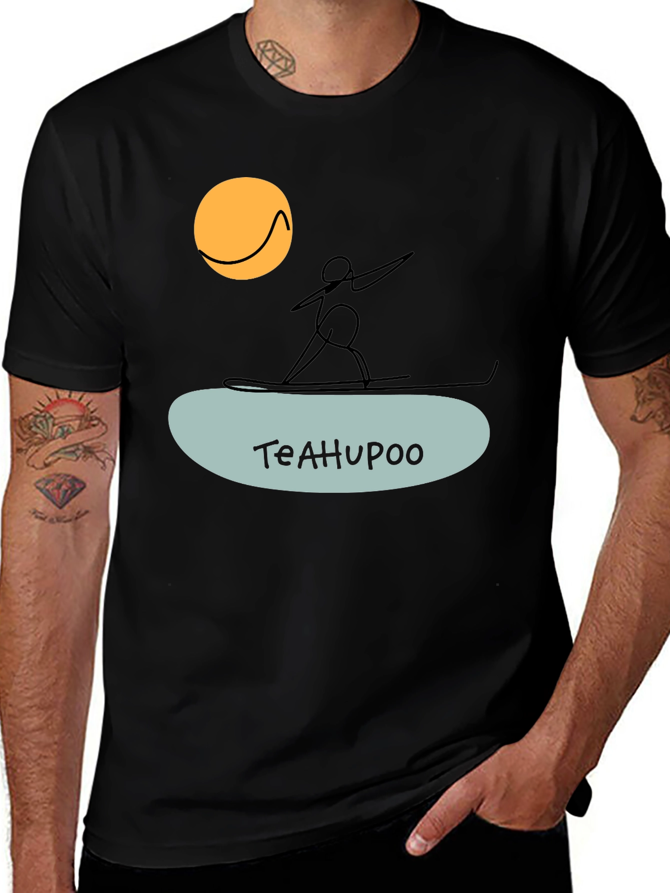 Teahupoo Surfer Graphic Tee - Black