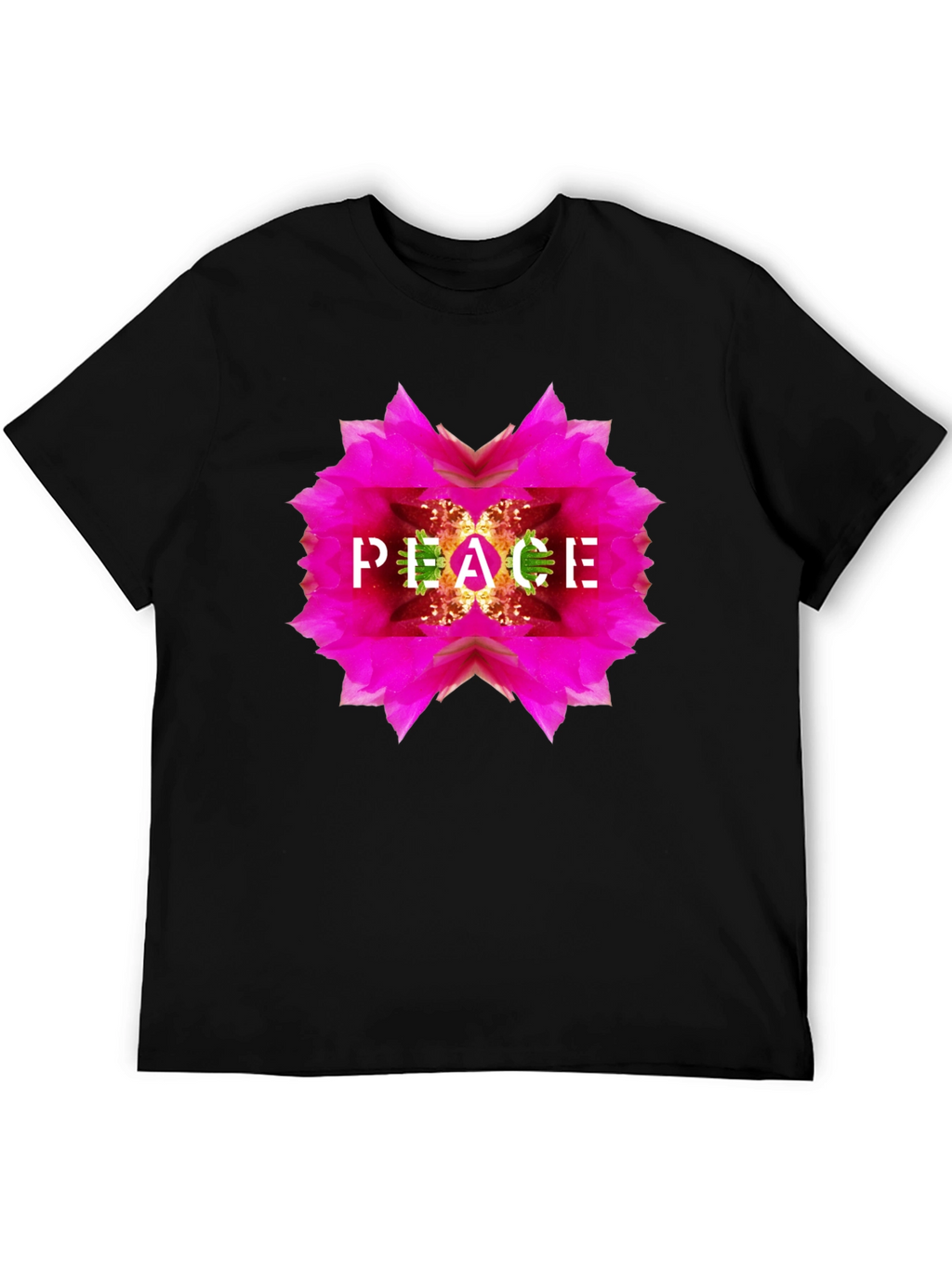 Peace Flower Graphic Black T-Shirt