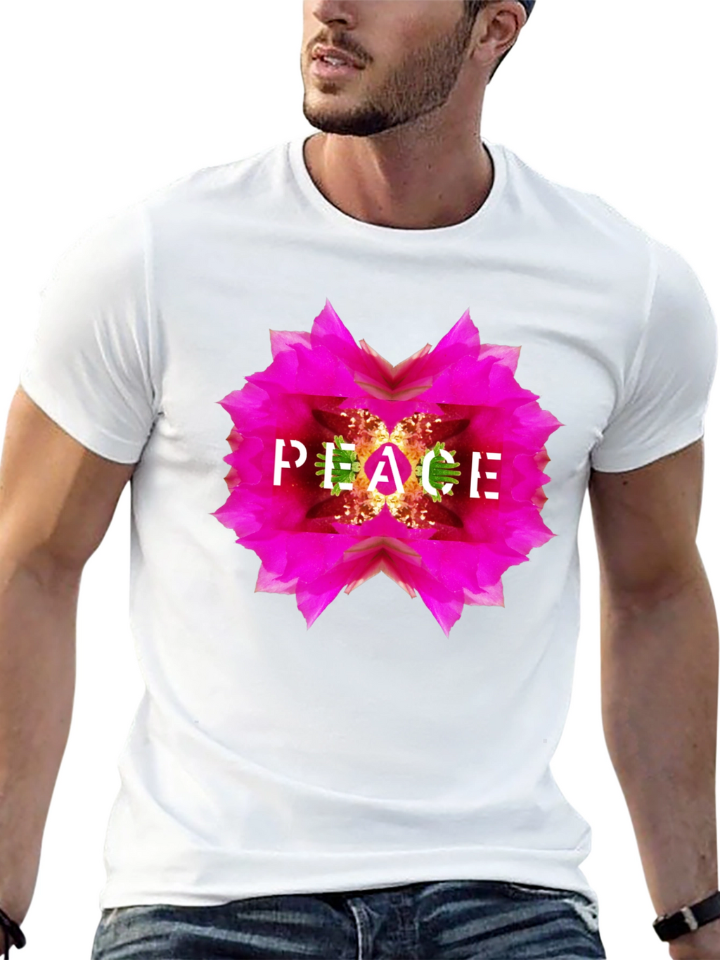 Peace Flower Graphic Black T-Shirt