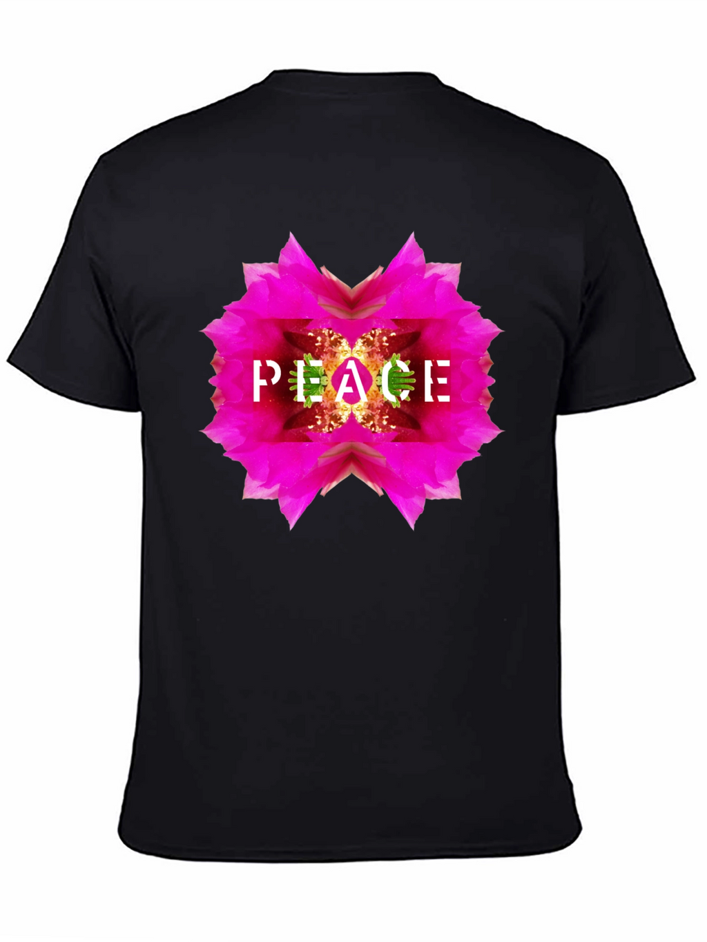 Peace Flower Graphic Black T-Shirt