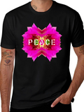 Peace Flower Graphic Black T-Shirt