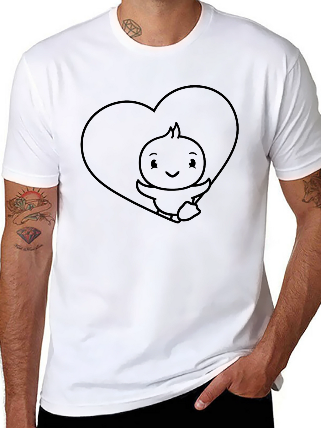 Cute Cartoon Chick Heart T-Shirt