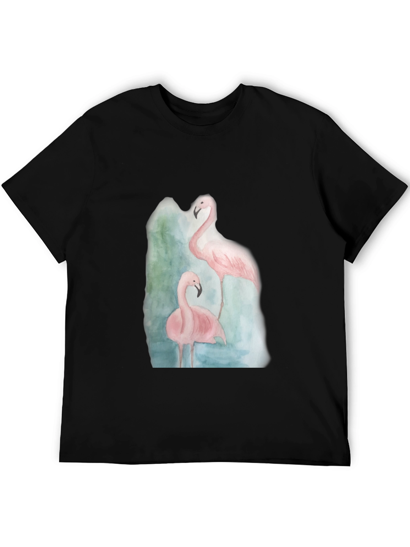 Flamingo Graphic Tee - Black Cotton Casual Shirt