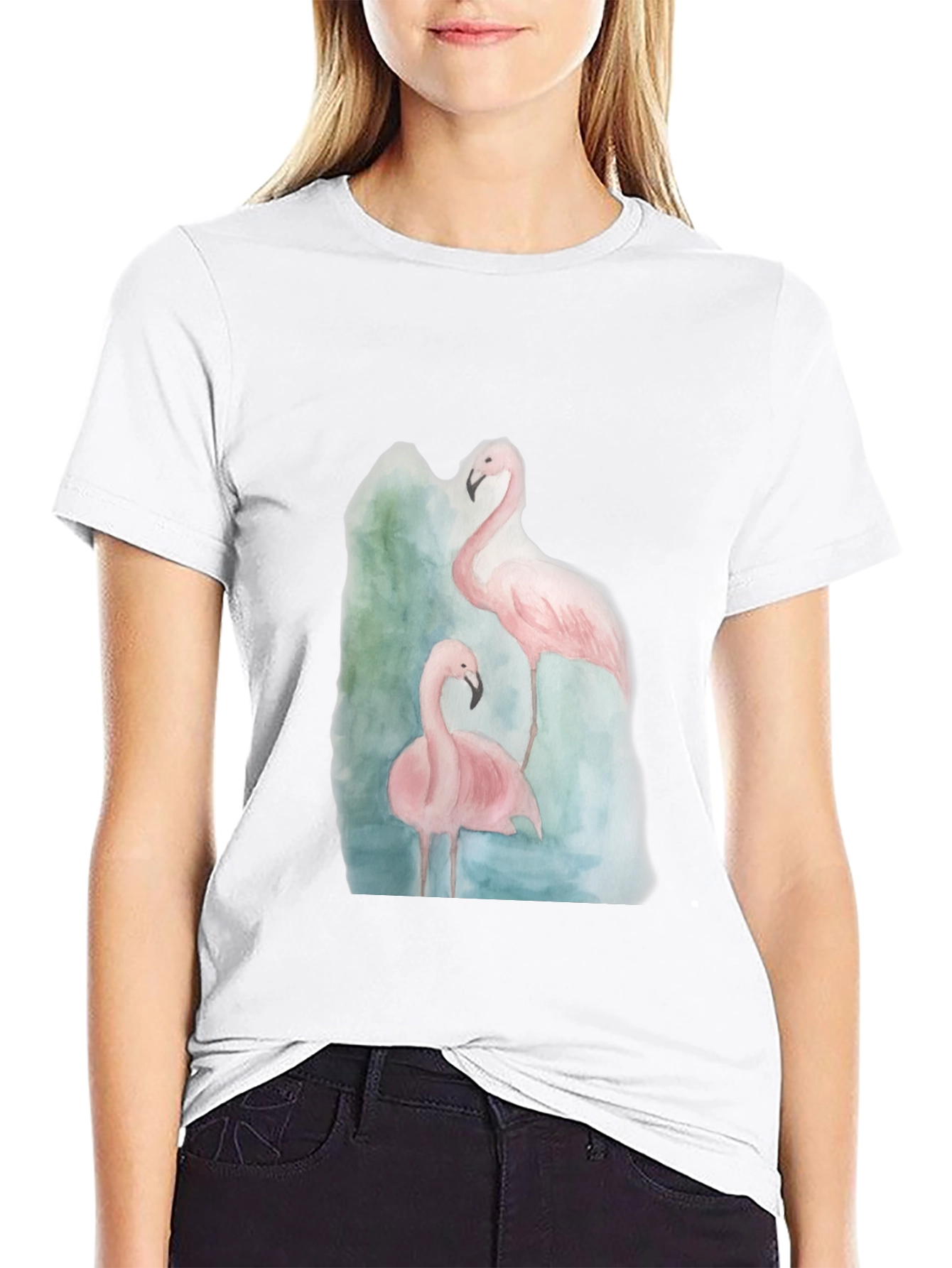 Flamingo Graphic Tee - Black Cotton Casual Shirt