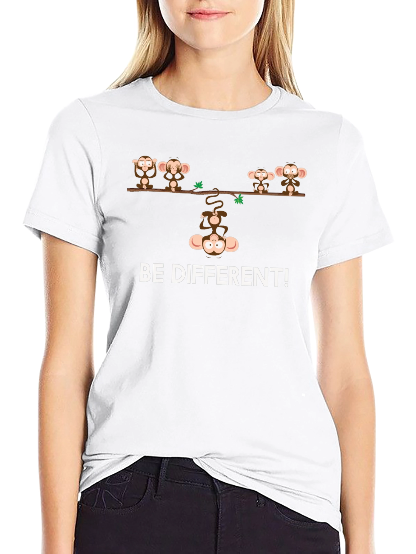 Be Different Monkey Graphic T-Shirt - Black