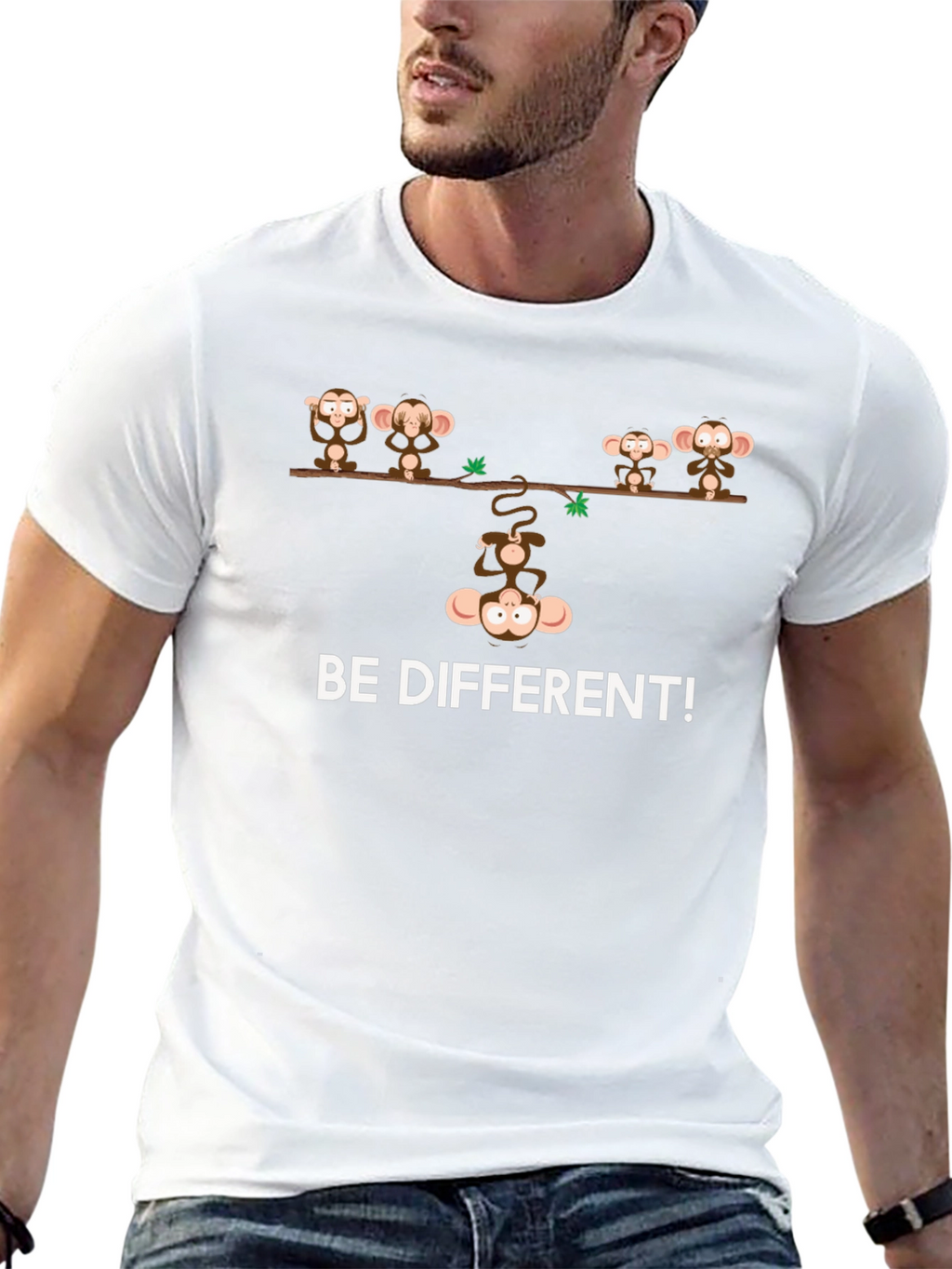 Be Different Monkey Graphic T-Shirt - Black