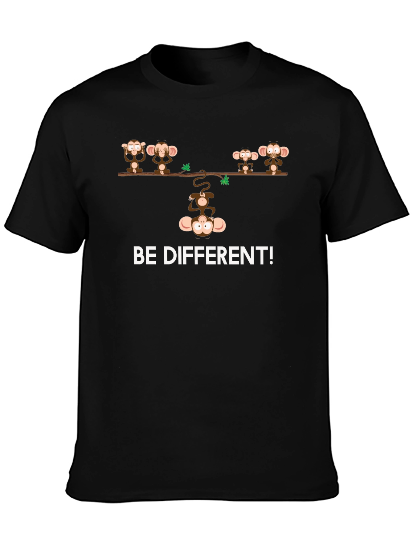 Be Different Monkey Graphic T-Shirt - Black