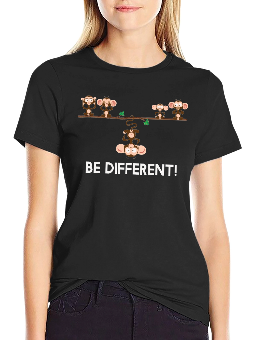 Be Different Monkey Graphic T-Shirt - Black