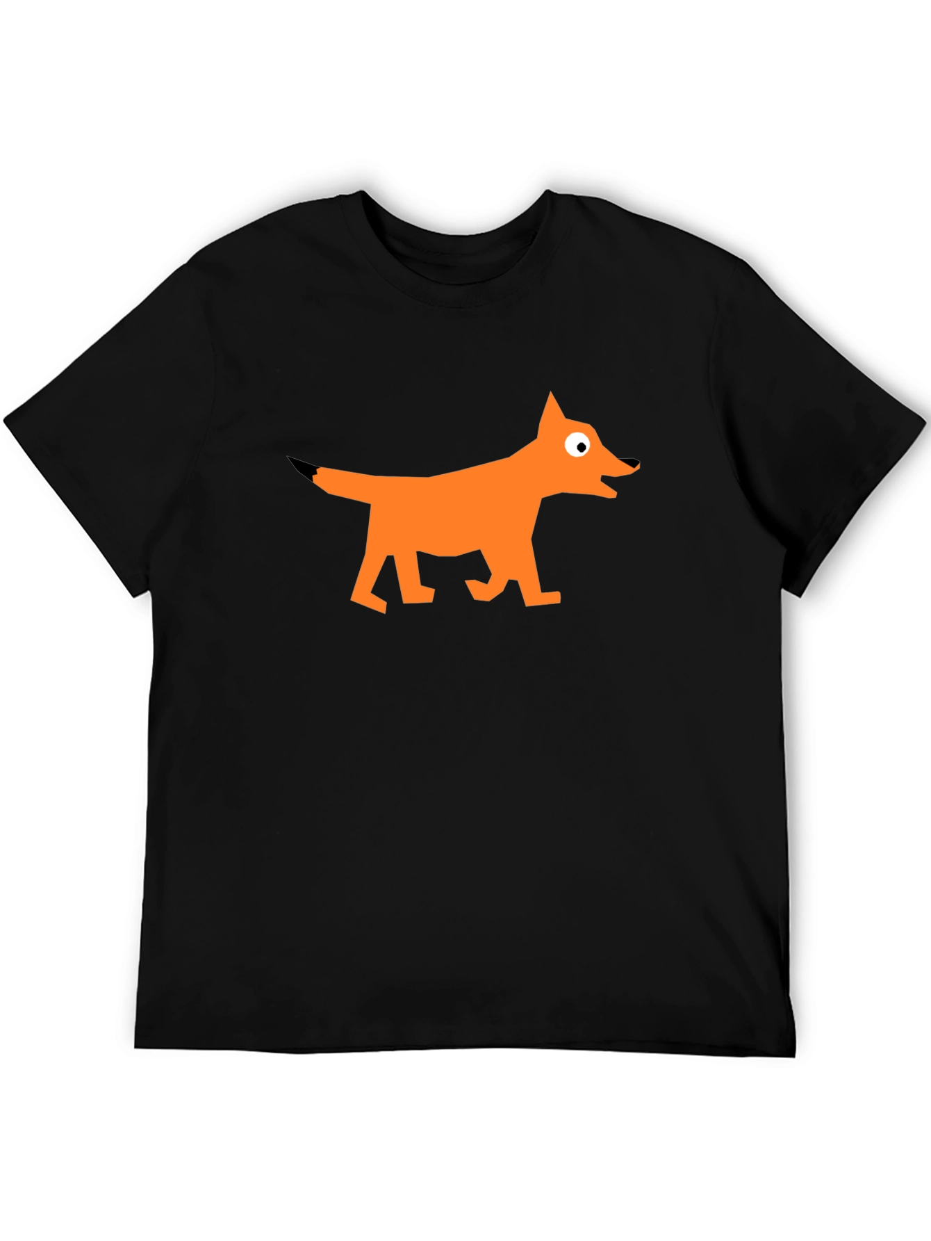 Geometric Fox Graphic Black T-Shirt